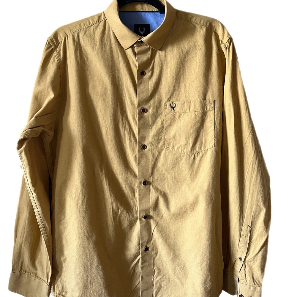 Mens Mustard Yellow Cotton Conservative business office shirt